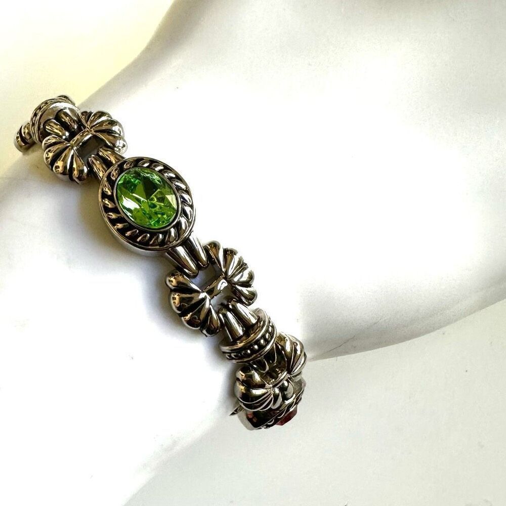 Silver tone colorful rhinestone bracelet
